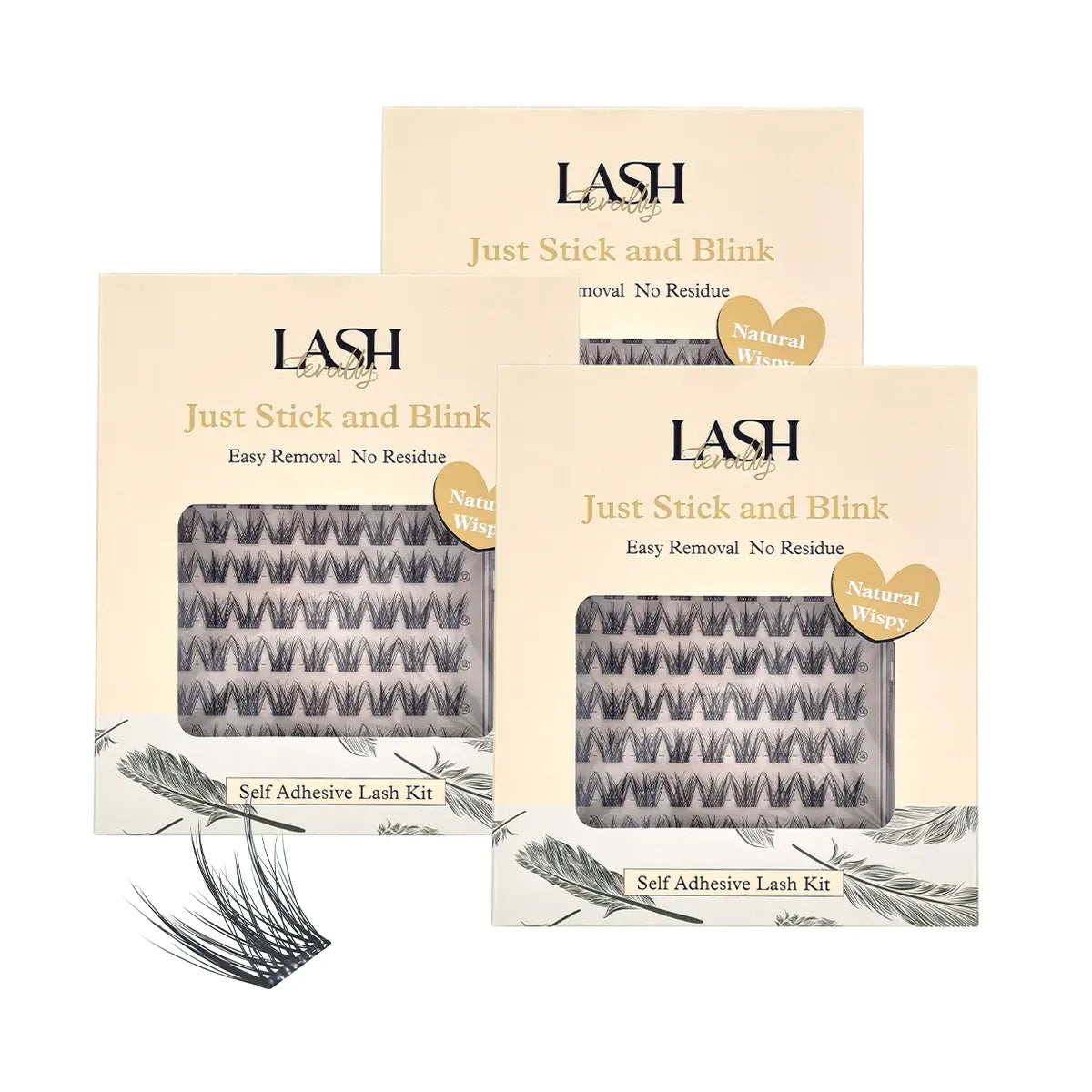 Natural Wispy Self-Adhesive Lash Kit for Effortless Beauty 3-Piece Bundle