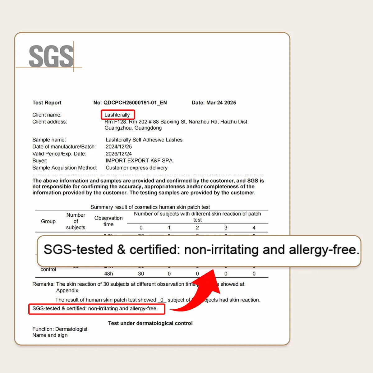 Cupid's Love SGS-tested & certified: no-irritating and allergy-free - Lashterally